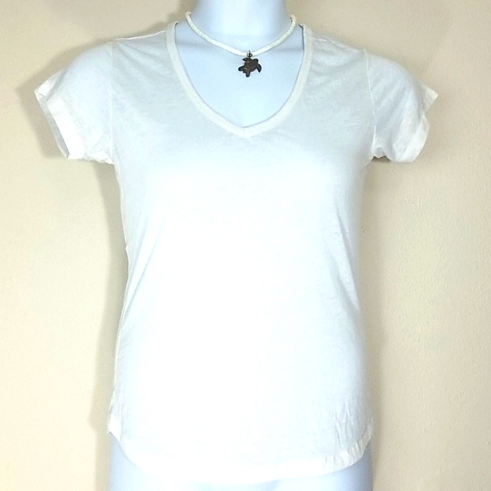 Rebel T-shirt top burnout short sleeve v-neck White